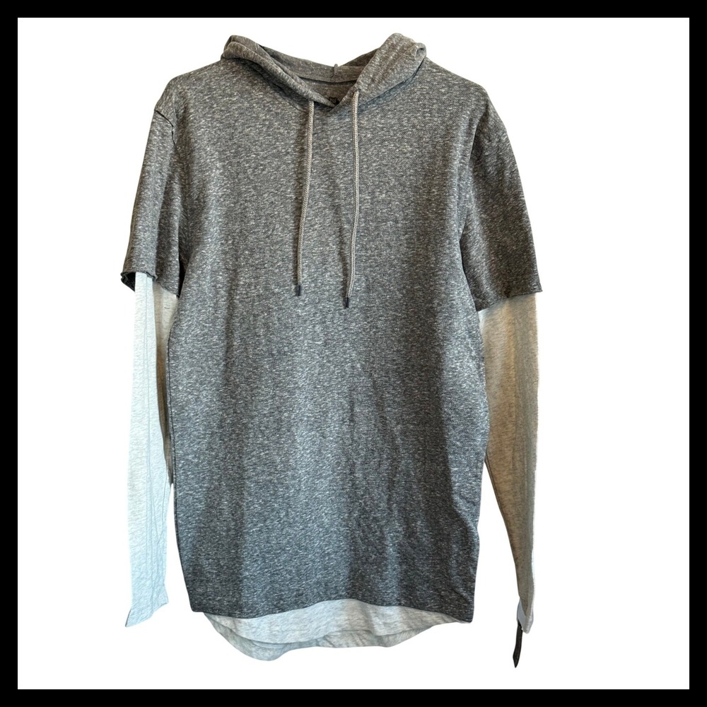 NWT AMERICAN RAG Gray Hoodie TShirt Combo Layered Look Long Sleeve Size Small